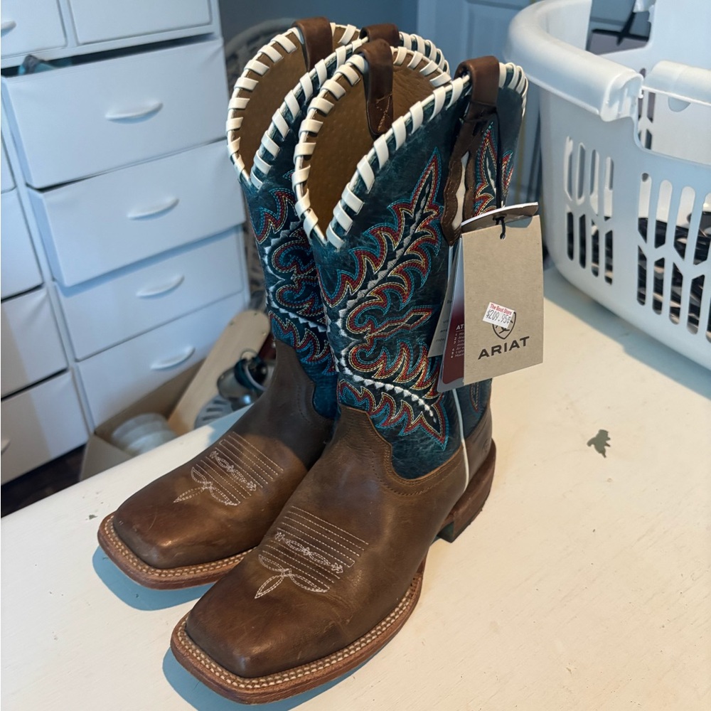 Ariat Turquoise and Brown Western Boots
